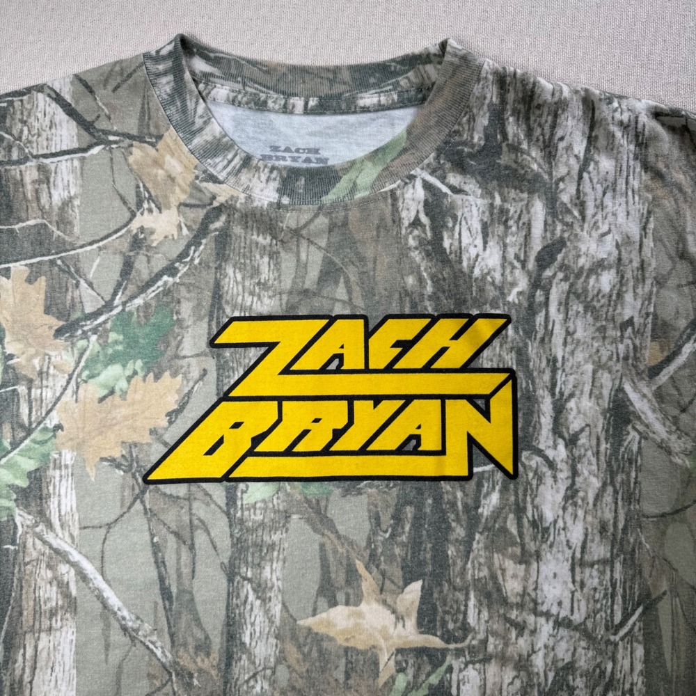 Zach Bryan 2024 Quittin Time Tour Camo T-Shirt Mens Large Real Tree Concert Tee